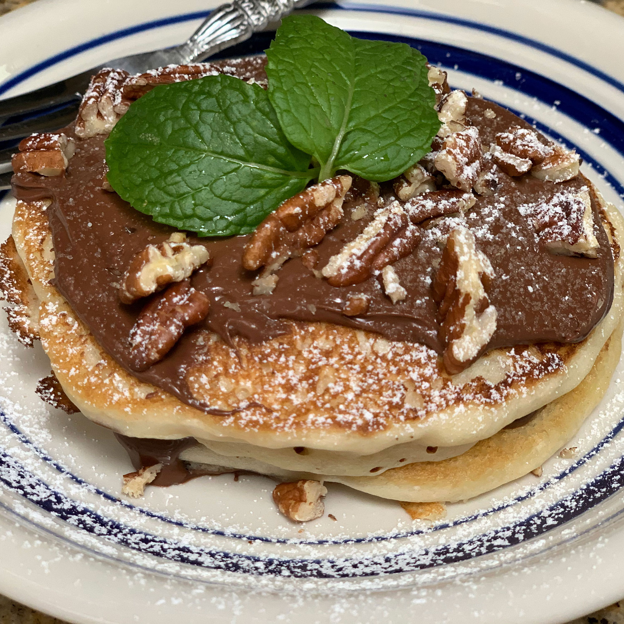 buttermilk pecan nutella pancakes